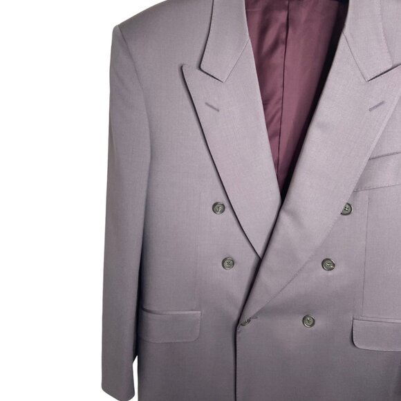 Canali purple lilac blazer coat double breasted 100% wool size EU50 US40 - Picture 6 of 8